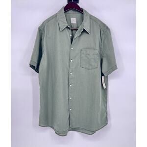 OLD NAVY VTG Mens Short Sleeve Shirt XL Regular‎ Fit Linen Blend Button Up NWT